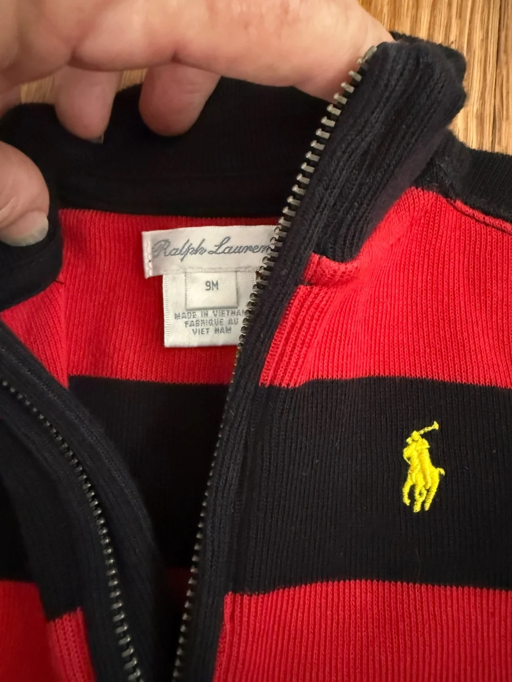 Ralph Lauren preppy stripe boys zip sweater 9 months